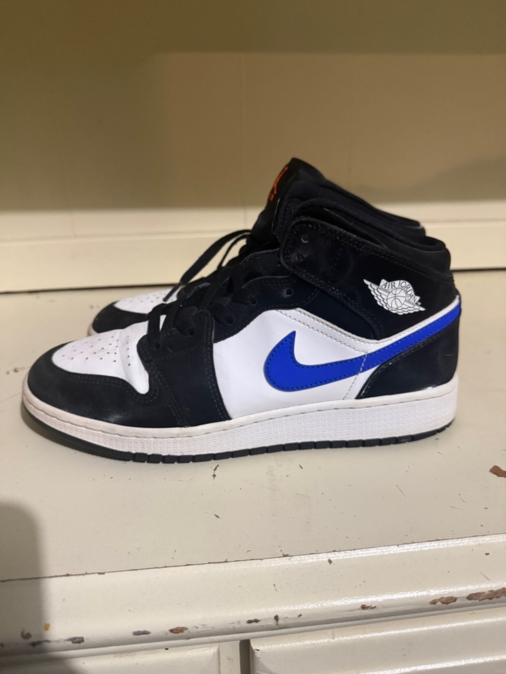 Air Jordan 1 Mid White Black Royal Blue Sneakers